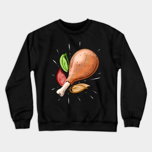 Roasted Turkey Leg Drumstick Family Meal On Thanksgiving Crewneck Sweatshirt